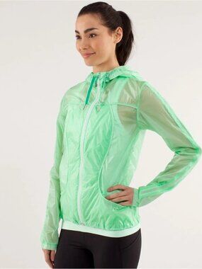 Lululemon Transparent See Jacket Fresh Teal Very Green Size 6